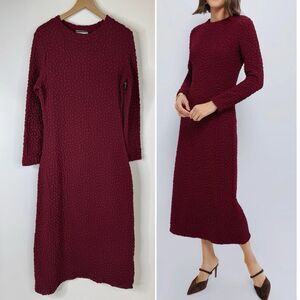 Tuckernuck Hyacinth House Midi Dress Maroon Textured Madison Pullover Medium